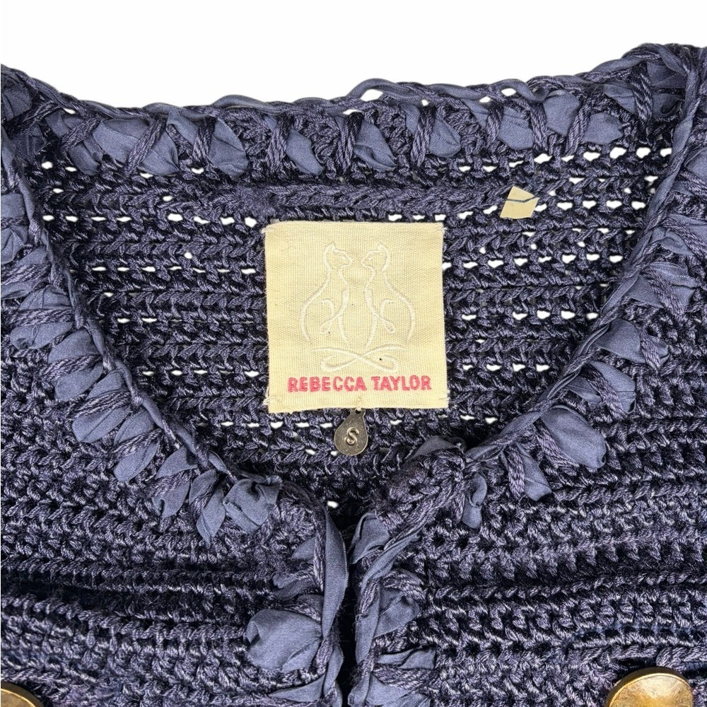 Rebecca Taylor Navy Crochet Knit Jacket / Cardigan – Size S - Picture 5 of 5